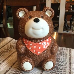 1983 Japan Otagirl TEDDY BEAR Bank with Stopper